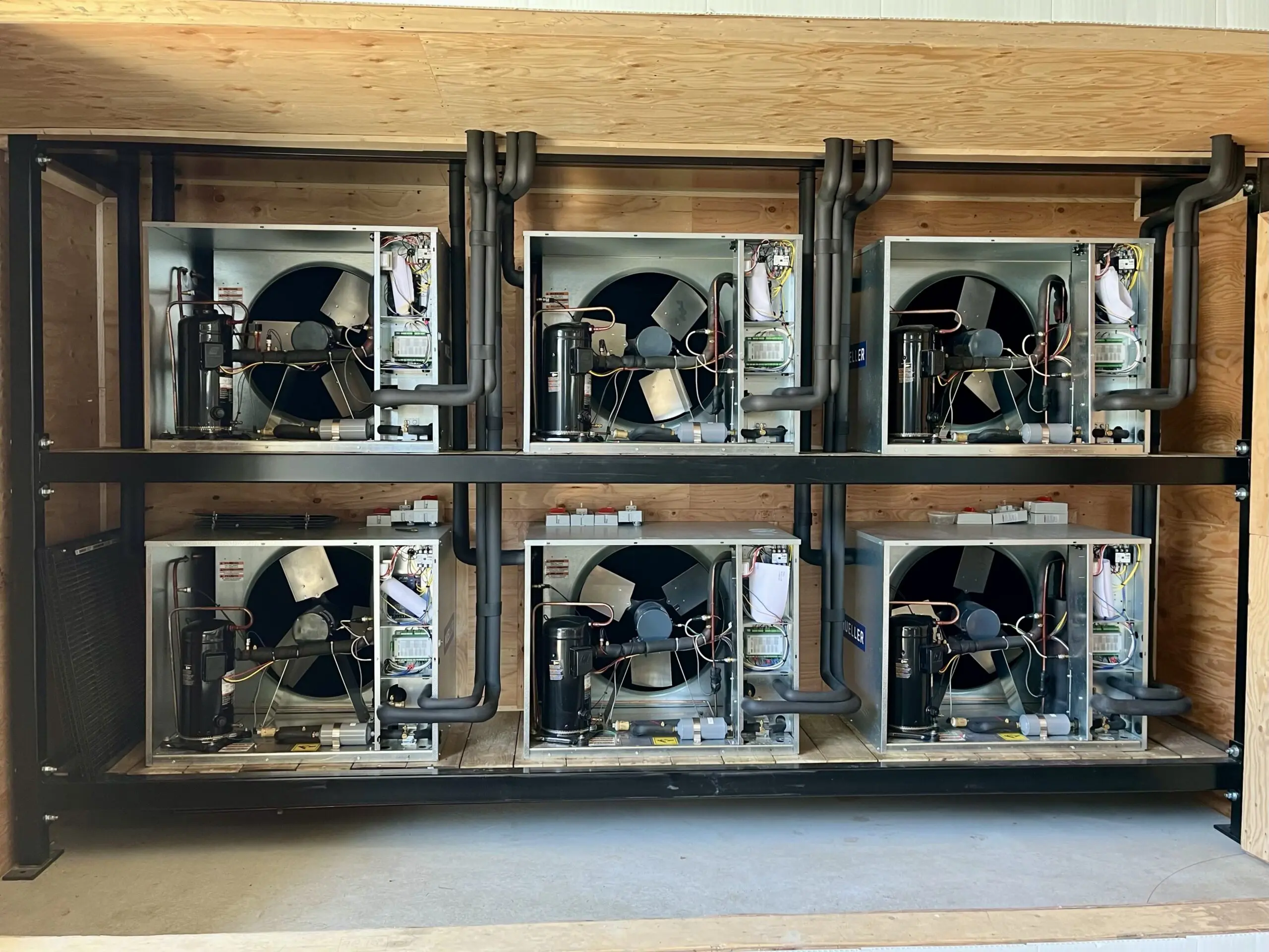 Six compressor rack system installed for commercial cold storage Fraser Valley