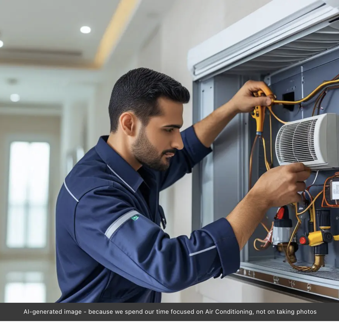 Air conditioning repair technician servicing HVAC unit Fraser Valley Alpine Refrigeration