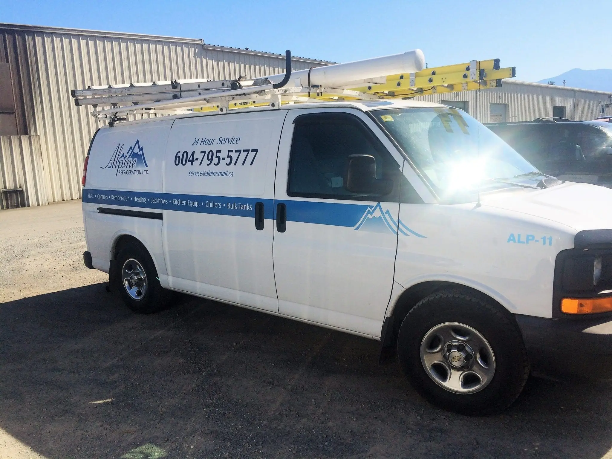 Alpine Refrigeration service van ALP-11 with ladder rack for 24 hour HVAC service