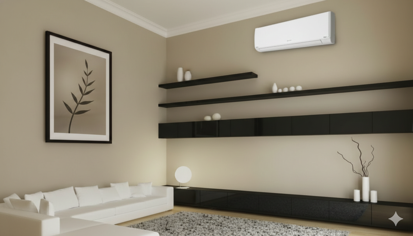 Ductless split system installation in living room Chilliwack Fraser Valley Alpine Refrigeration