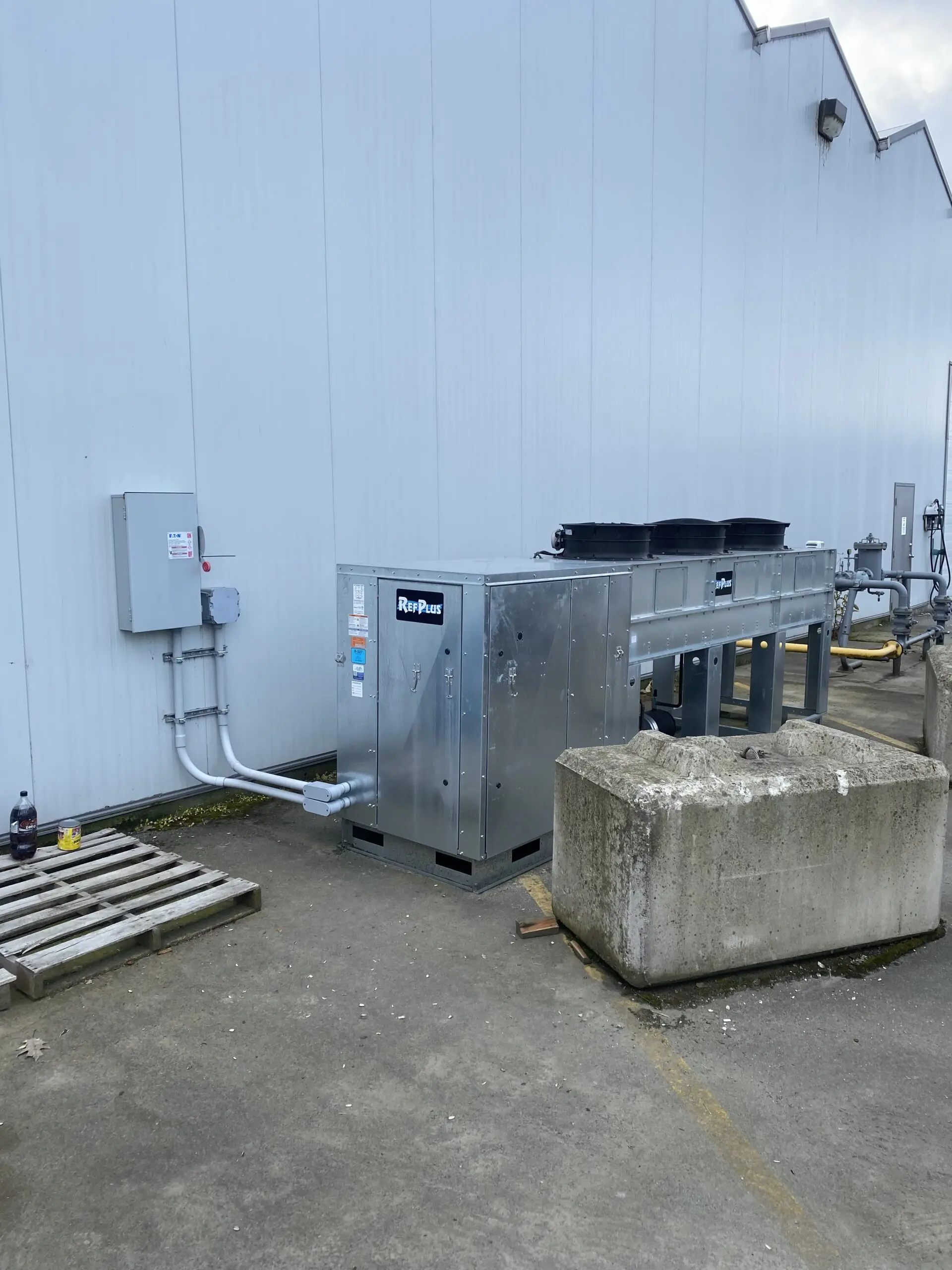 Industrial refrigeration compressor unit installed at horticulture facility Chilliwack BC