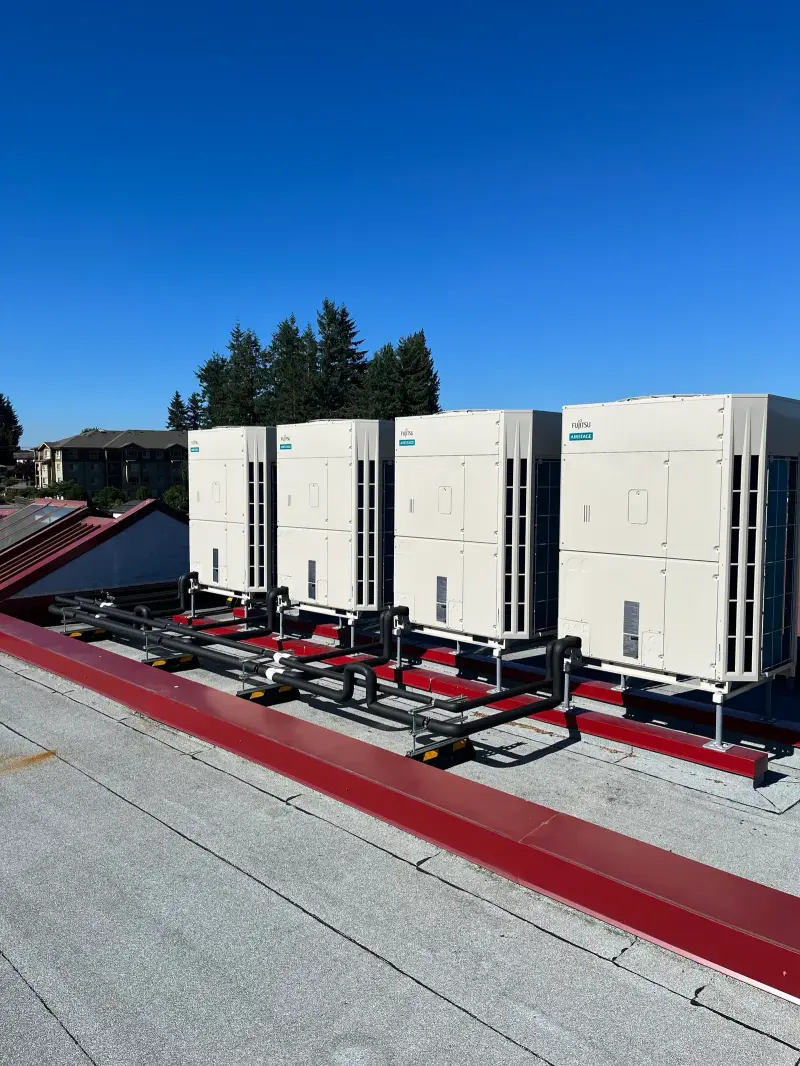 Completed rooftop array under clear BC skies
