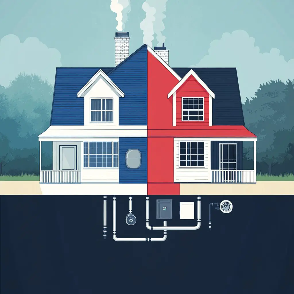 Illustration showing cutaway view of home HVAC system installation Alpine Refrigeration