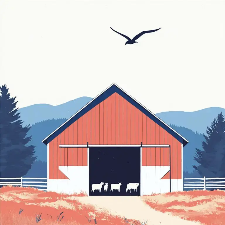 Illustration of red barn representing Alpine agricultural HVAC installation Fraser Valley